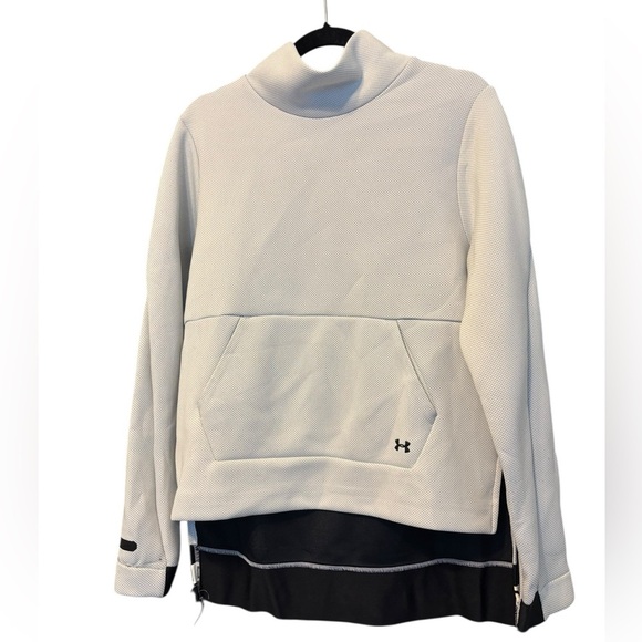 Women's Under Armour Grey Black Mock Neck Heat Tech Ski Hoodie Size Medium - Picture 1 of 4